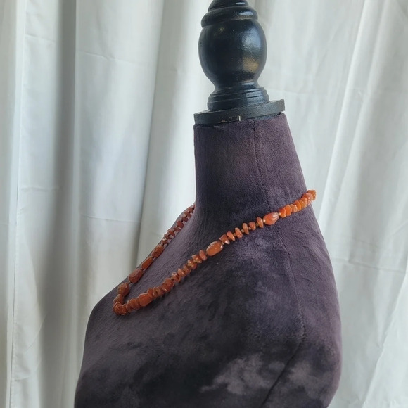 Vintage Women's Gorgeous Orange Stone Gold Layered Bead Necklace 25" - Picture 3 of 10